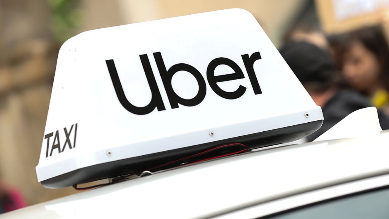 Uber logo on taxi cab in Poland
