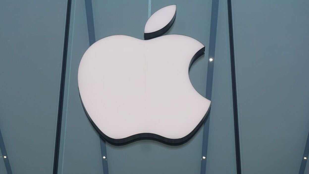Apple logo on window