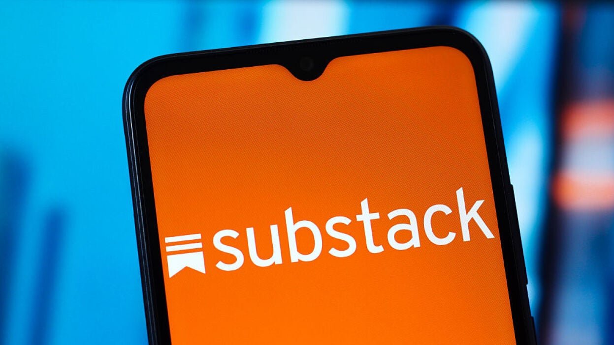 Substack logo on phone screen
